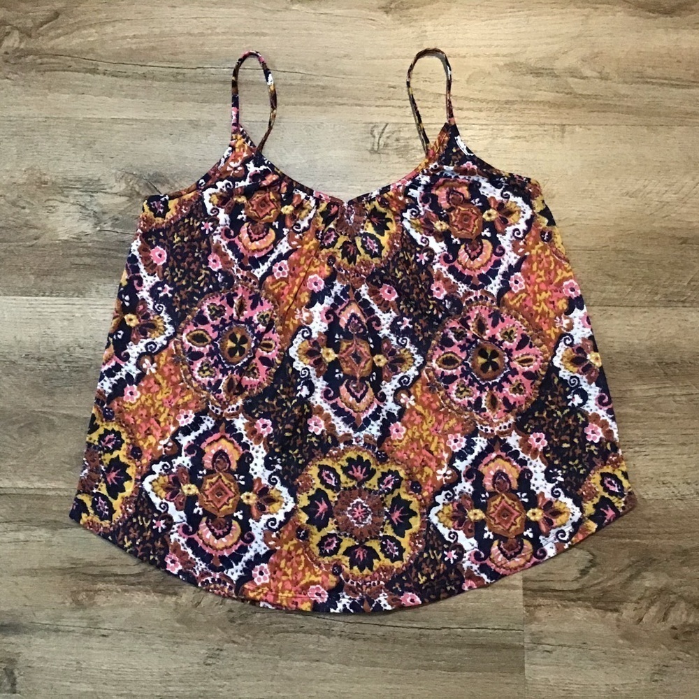 H&m Tank Top Size XS Boho Floral Print Multicolor Festival Summer Strappy